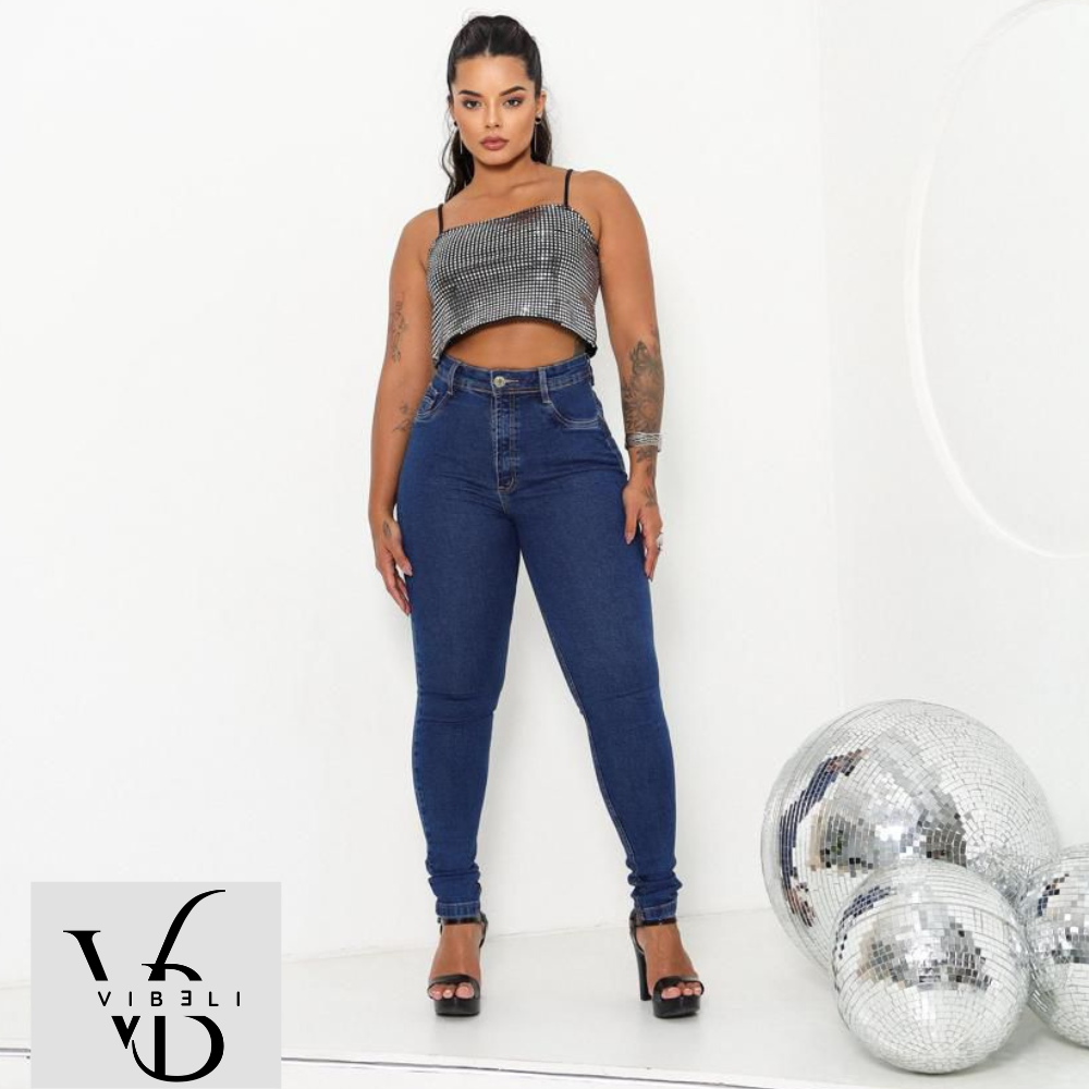 Jeans Brasileño con Faja Interior Push Up (AZUL MARINO)