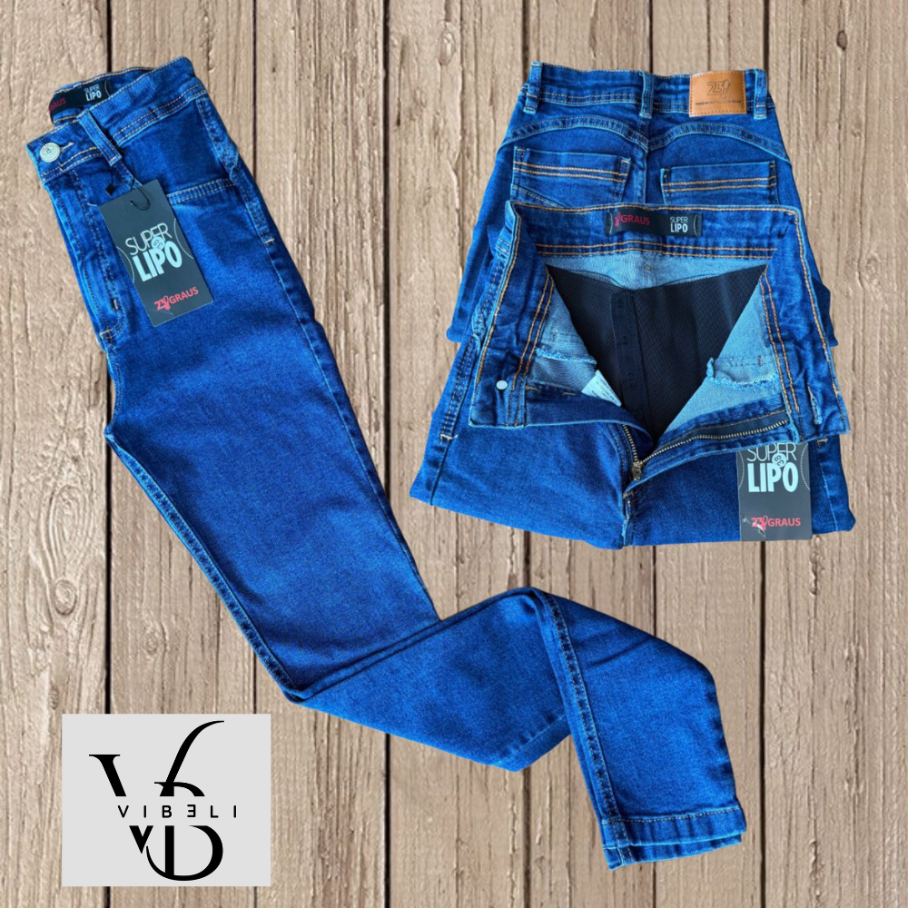 Jeans Brasileño con Faja Interior Push Up (AZUL MARINO)