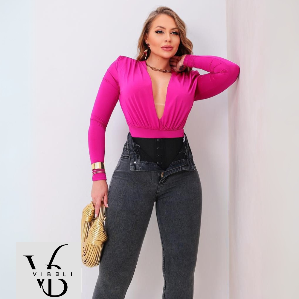 Jeans Brasileño con Faja Interior Push Up (GRIS OSCURO)
