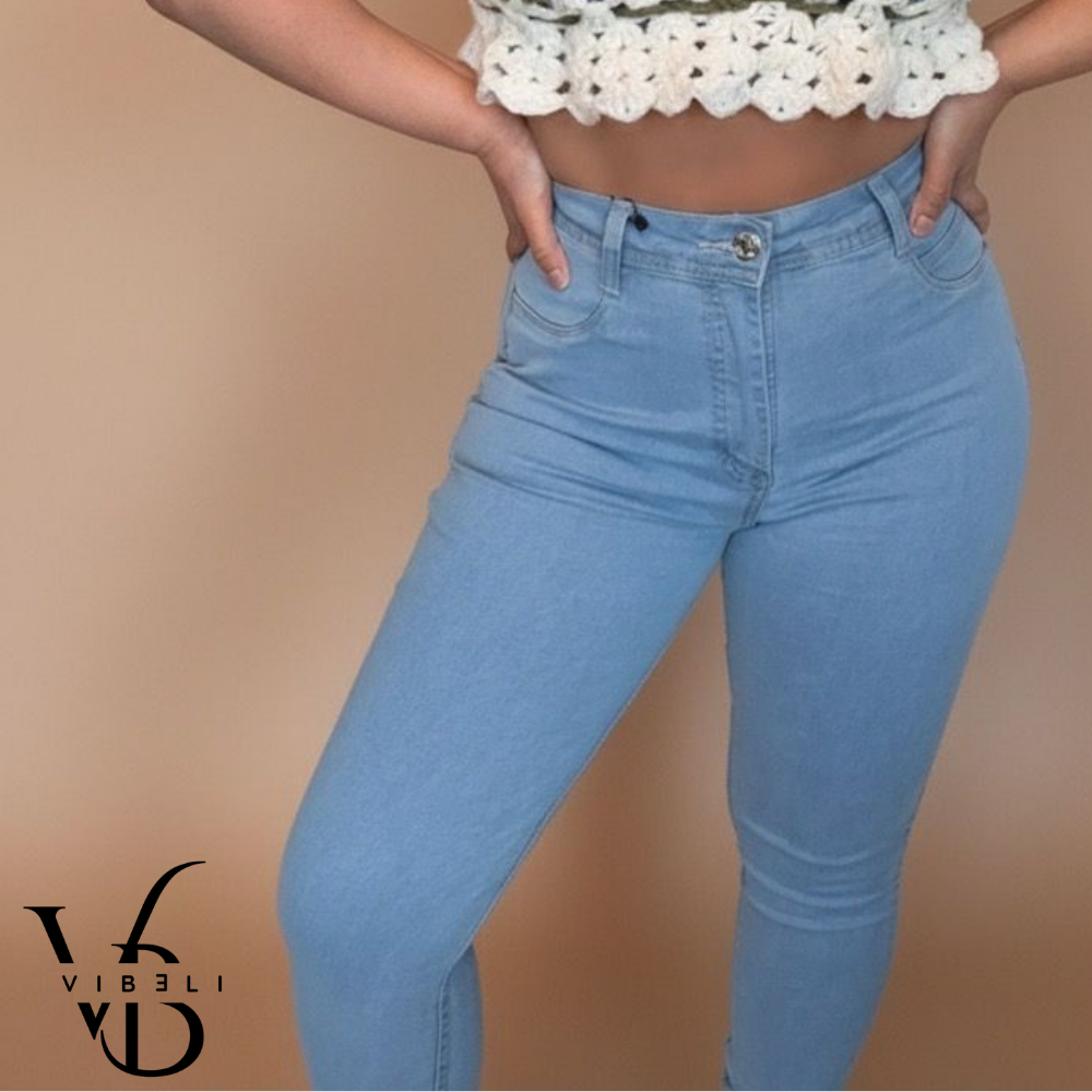 Jeans Brasileño con Faja Interior Push Up (AZUL CLARO)