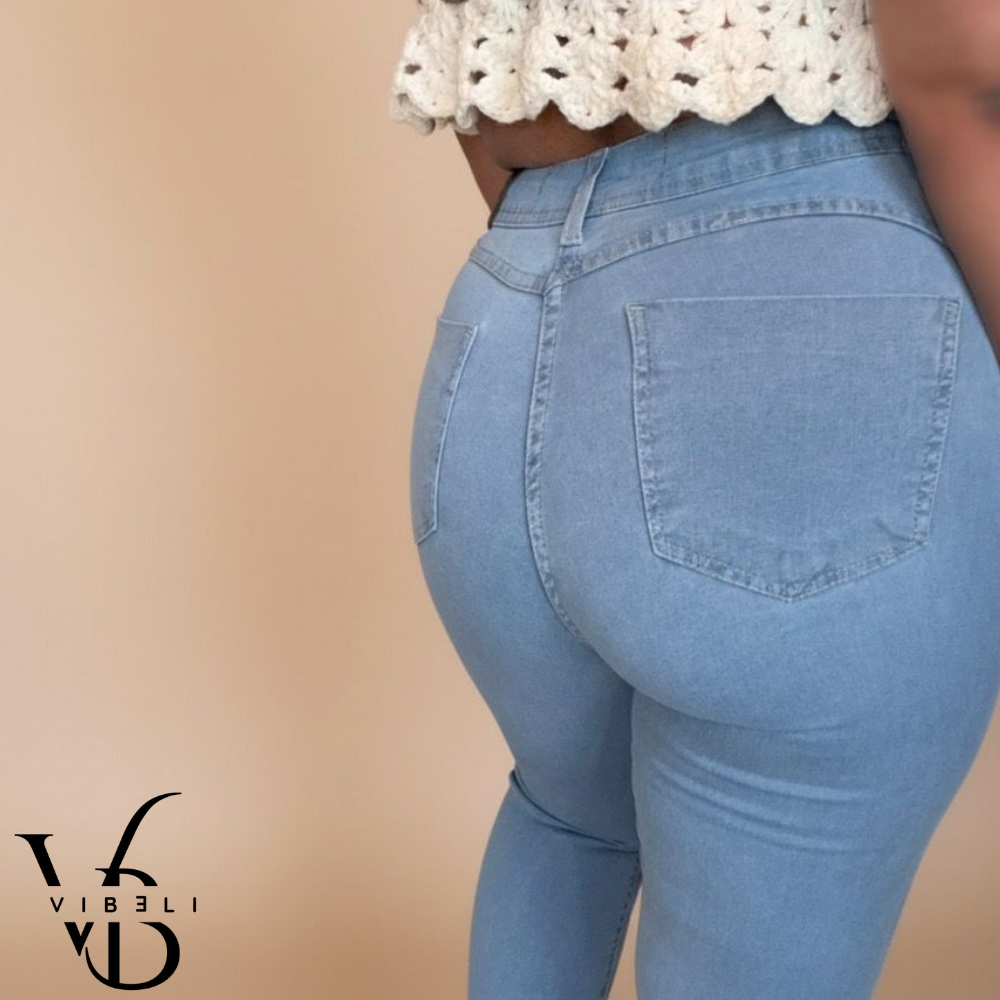 Jeans Brasileño con Faja Interior Push Up (AZUL CLARO)