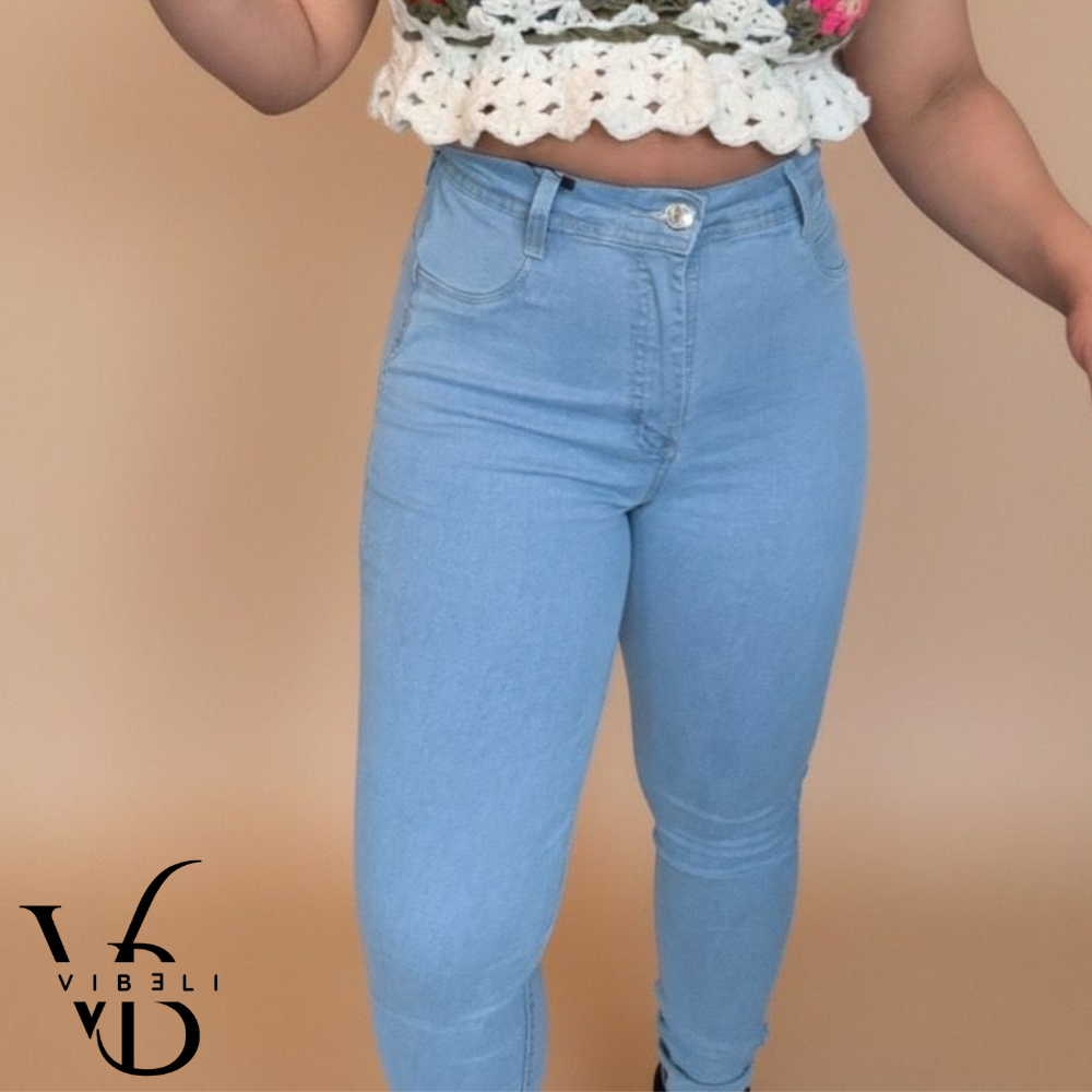 Jeans Brasileño con Faja Interior Push Up (AZUL CLARO)