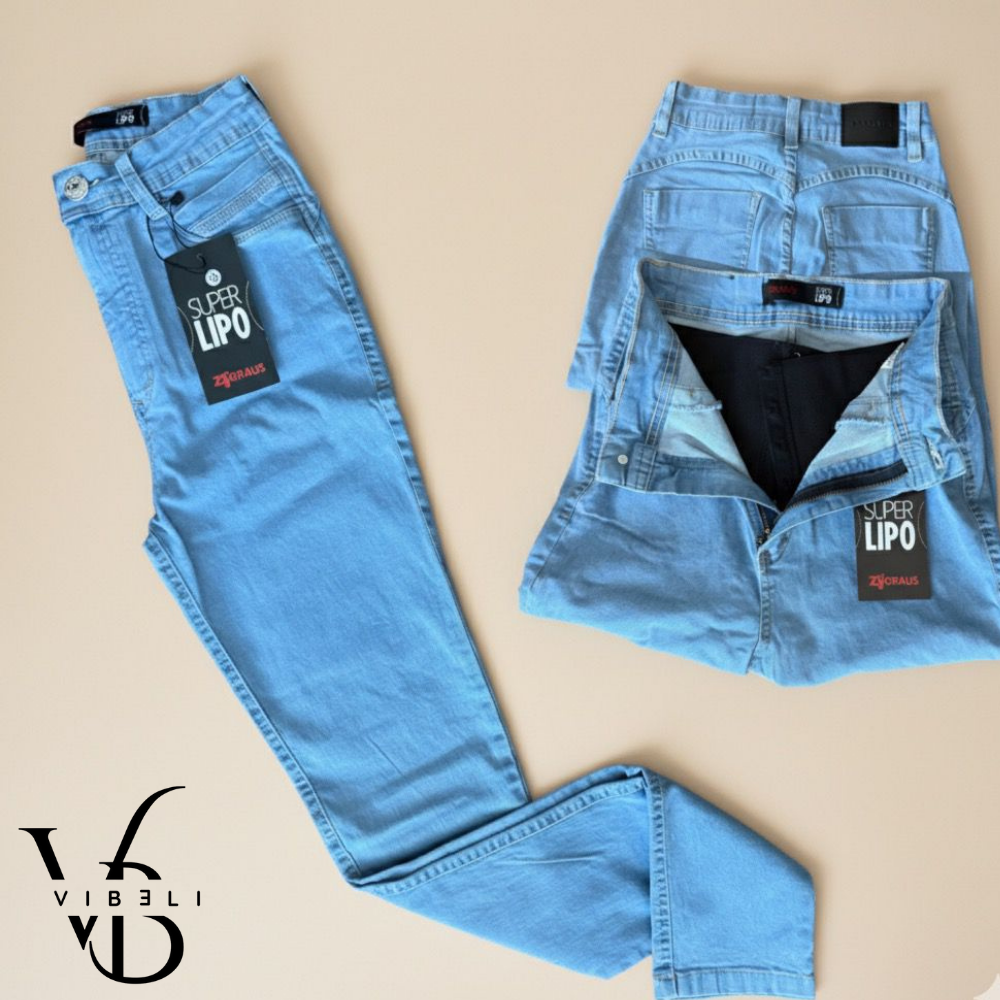 Jeans Brasileño con Faja Interior Push Up (AZUL CLARO)
