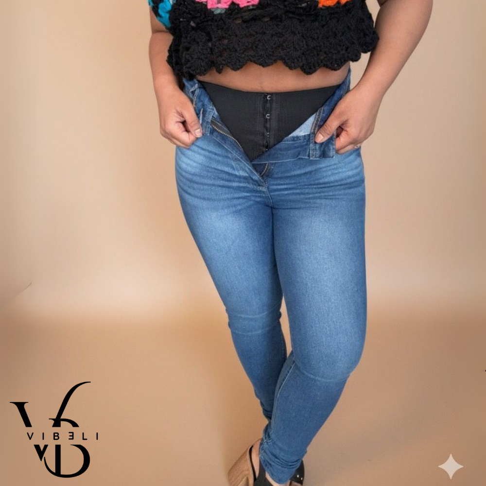 Jeans Brasileño con Faja Interior (AZULINO)