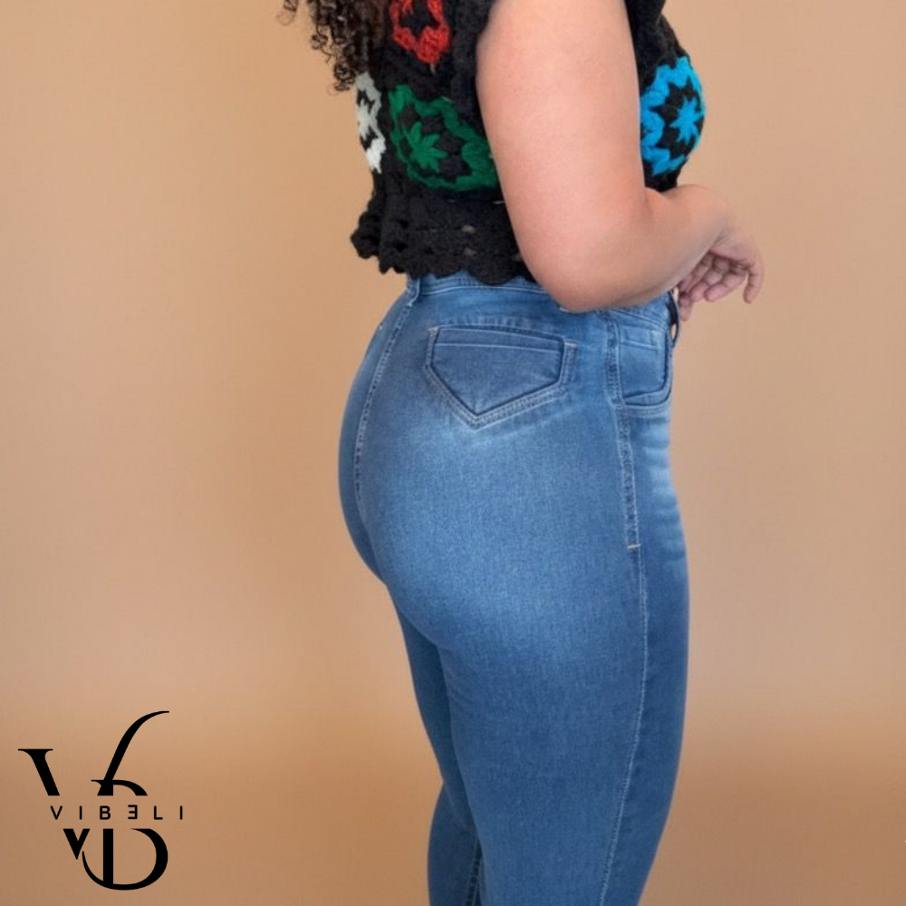 Jeans Brasileño con Faja Interior (AZULINO)