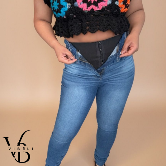 Jeans Brasileño con Faja Interior (AZULINO)