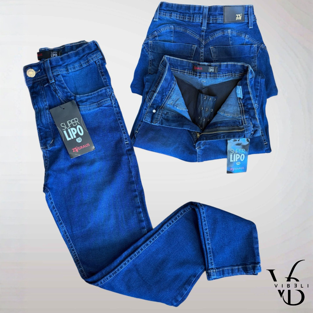 Jeans Brasileño con Faja Interior Push Up (AZUL OSCURO)