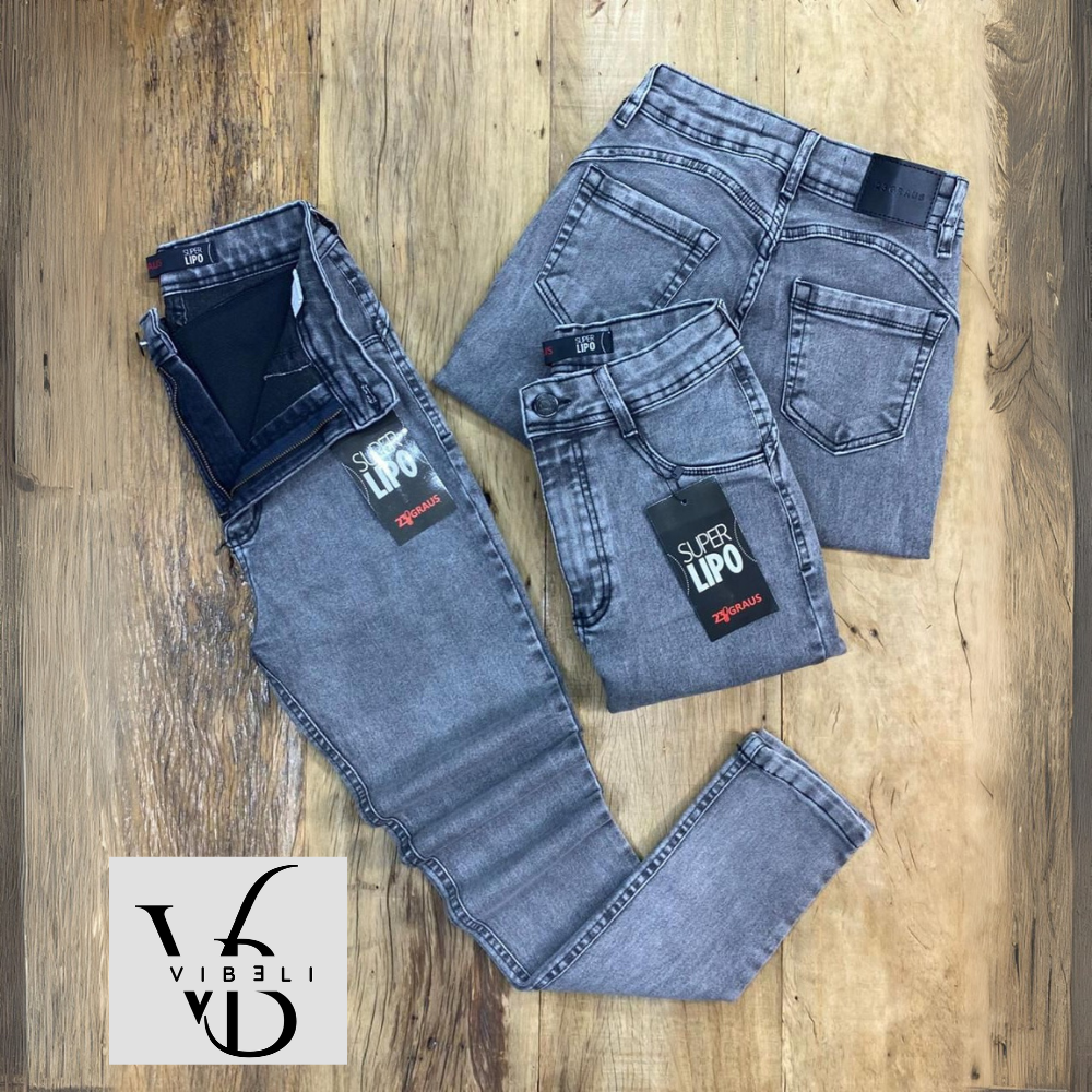 Jeans Brasileño con Faja Interior Push Up (GRIS OSCURO)