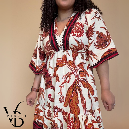 Vestido Estampado Veraniego (CREMA)