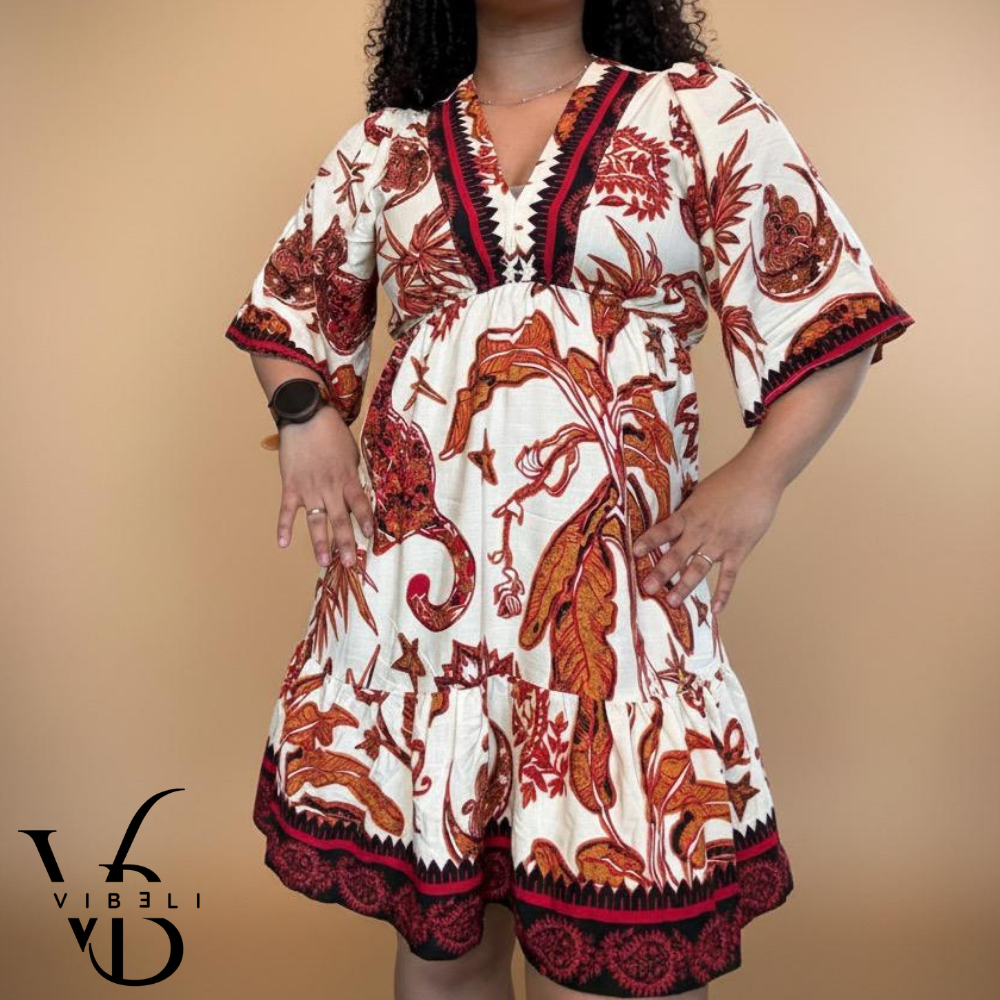 Vestido Estampado Veraniego (CREMA)