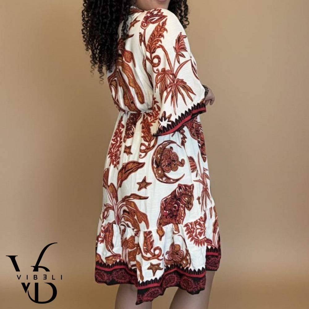 Vestido Estampado Veraniego (CREMA)