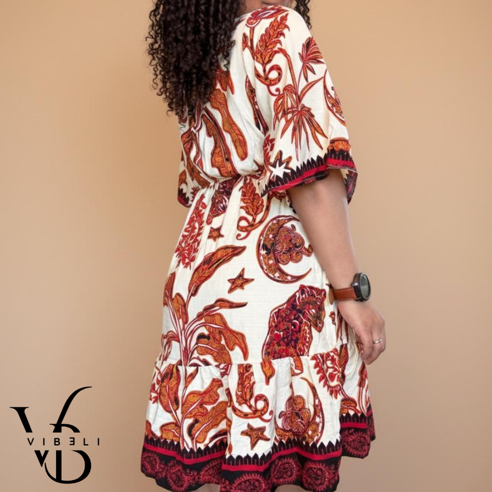 Vestido Estampado Veraniego (CREMA)