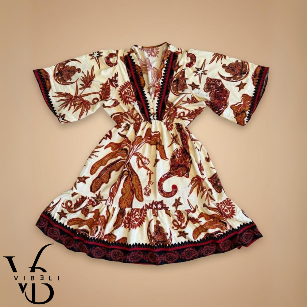 Vestido Estampado Veraniego (CREMA)