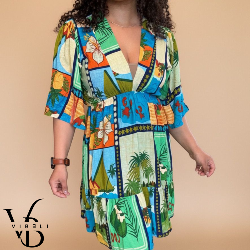 Vestido Estampado Tropical (VERDE)