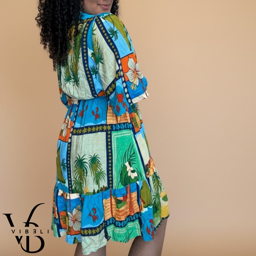 Vestido Estampado Tropical (VERDE)