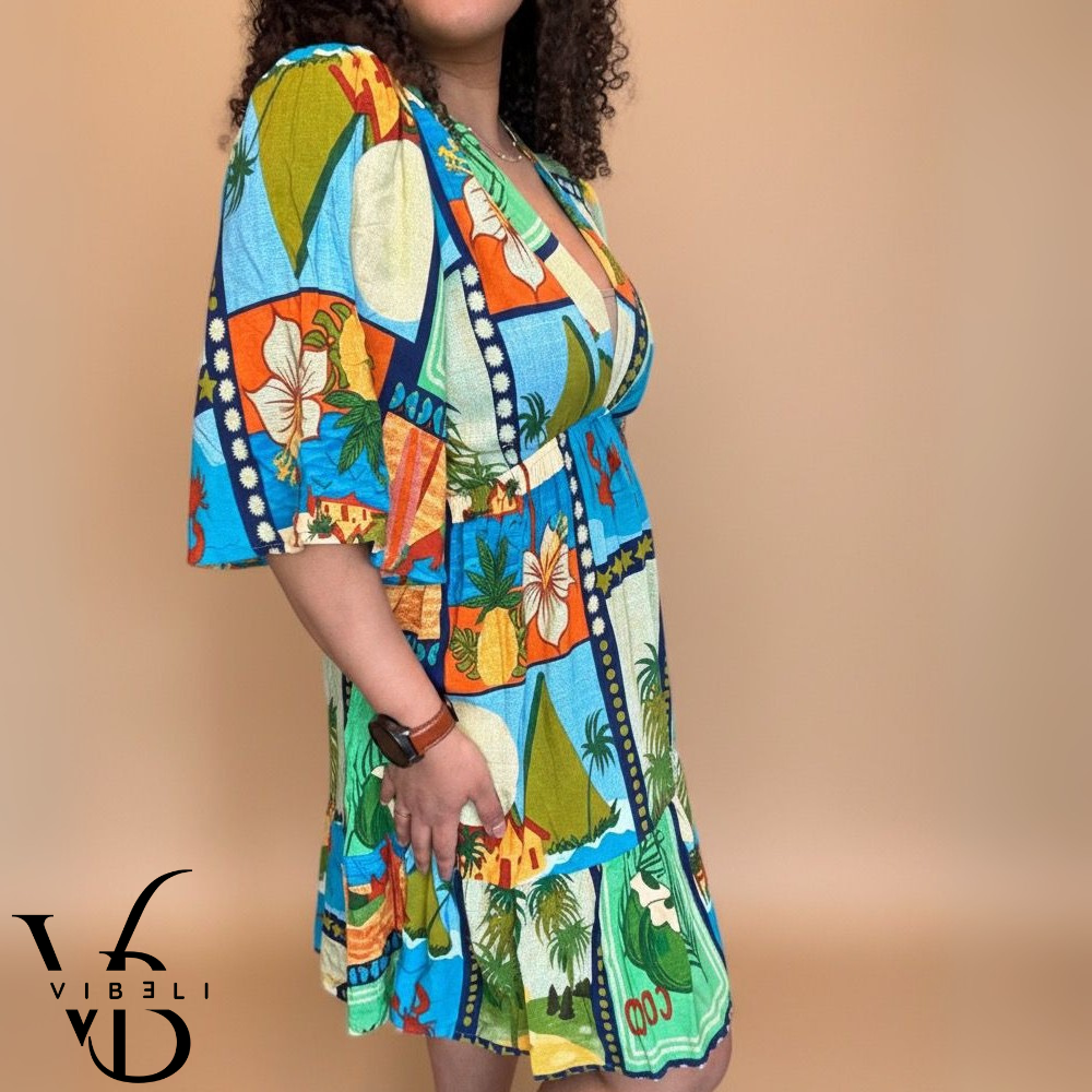 Vestido Estampado Tropical (VERDE)