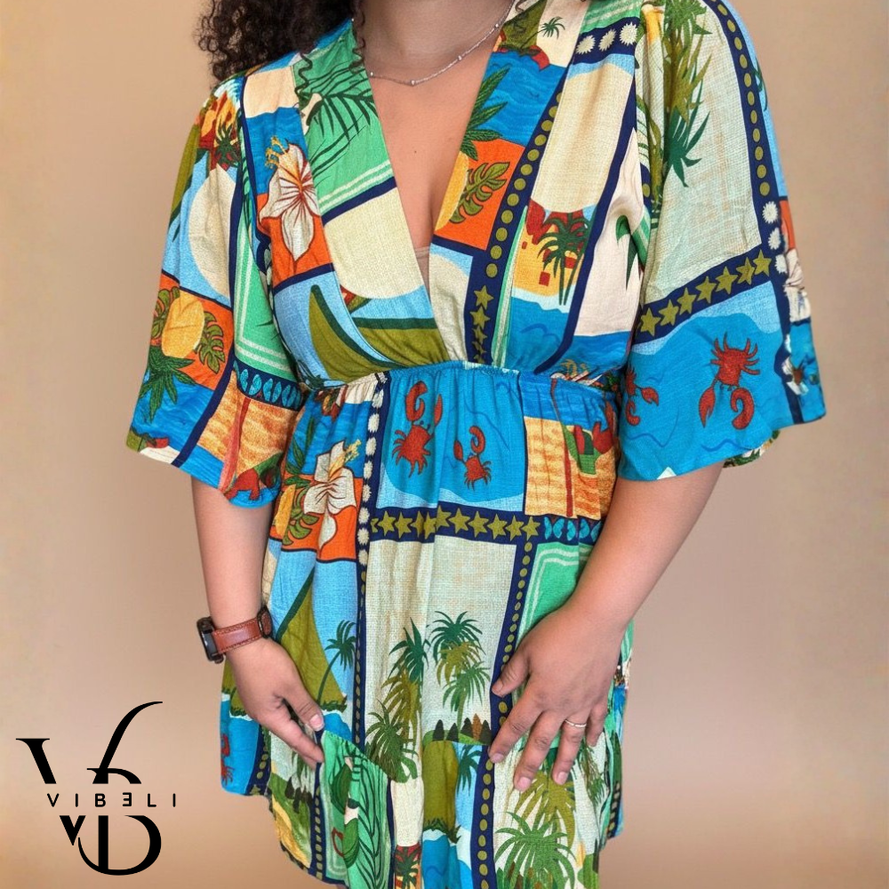 Vestido Estampado Tropical (VERDE)