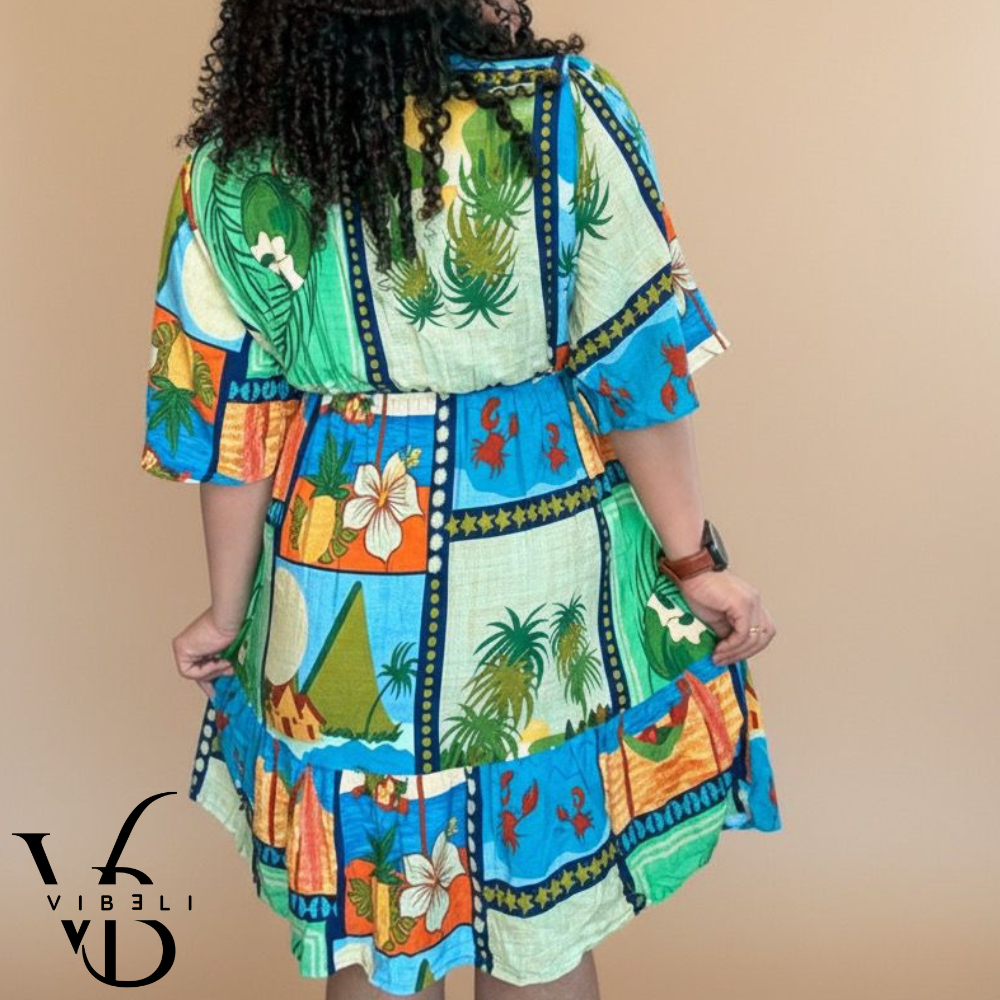 Vestido Estampado Tropical (VERDE)