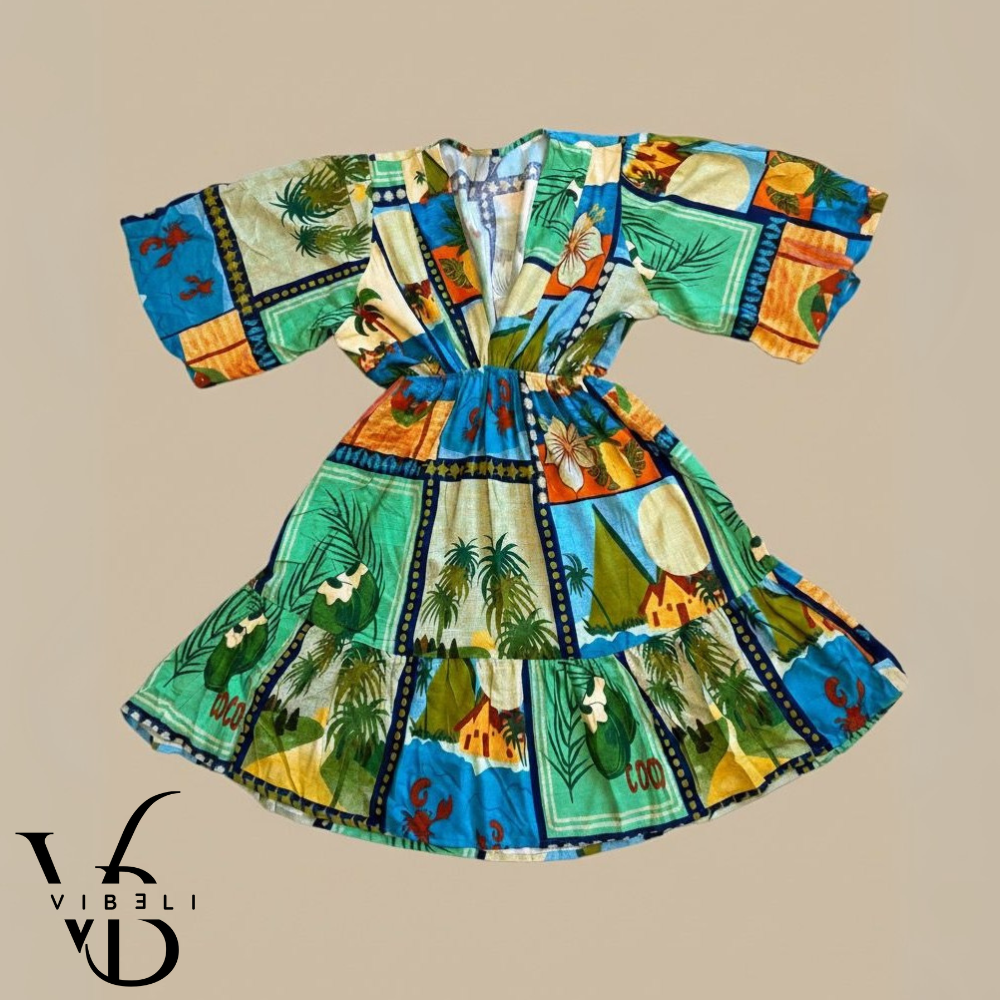Vestido Estampado Tropical (VERDE)