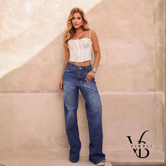 Jeans Brasileño Wide Leg (AZUL MEDIO)